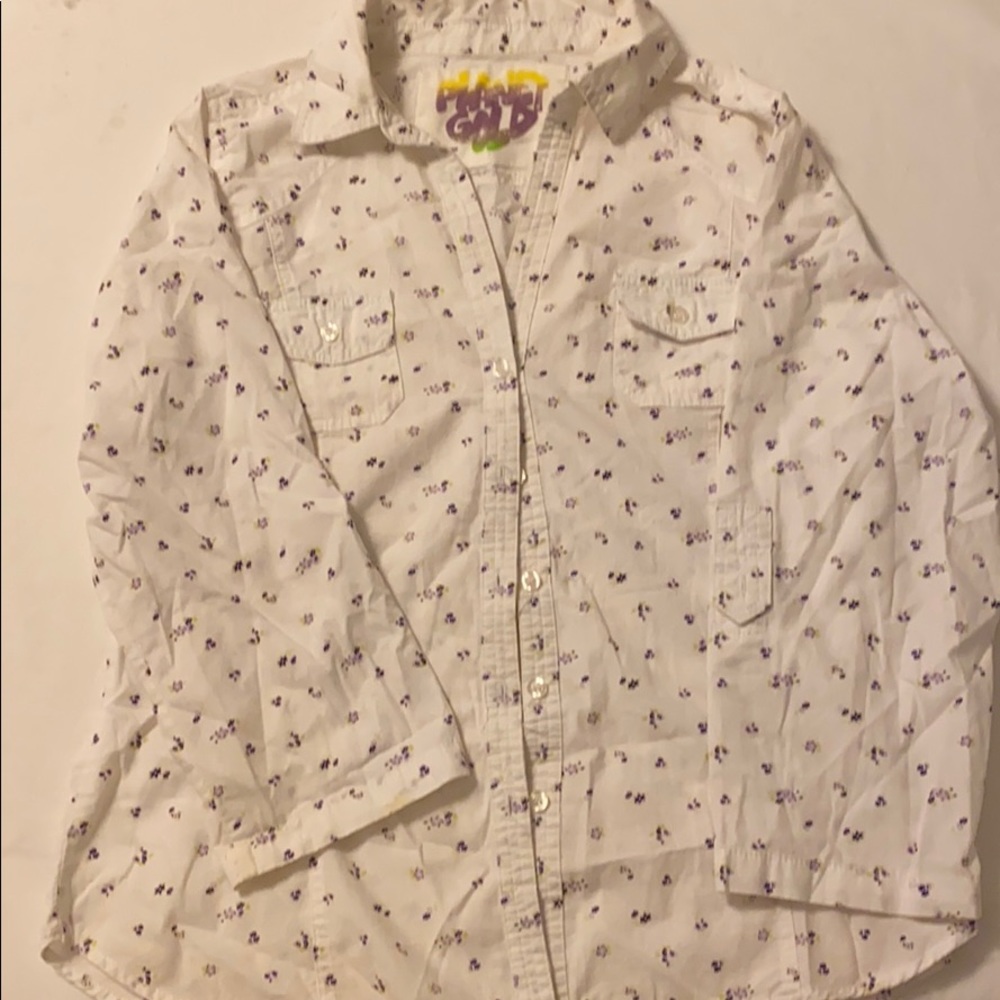 Women’s white floral casual dress shirt Sz X-large